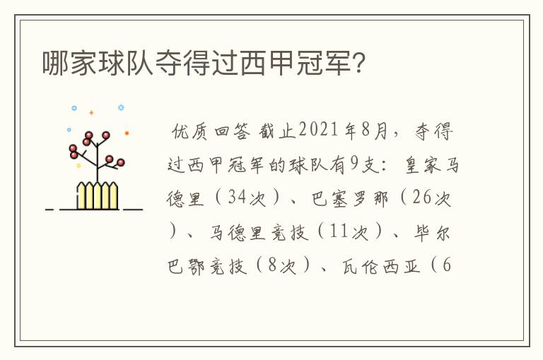 哪家球队夺得过西甲冠军?