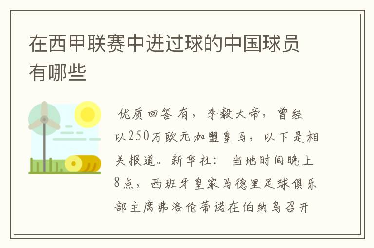 在西甲联赛中进过球的中国球员有哪些