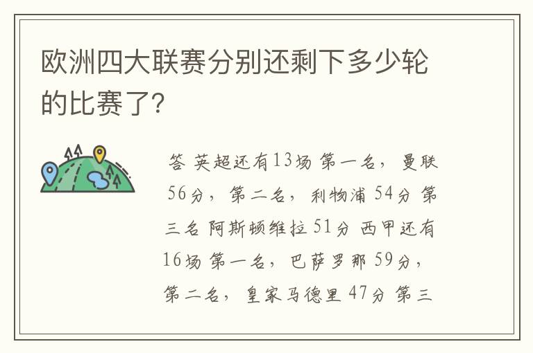 欧洲四大联赛分别还剩下多少轮的比赛了?