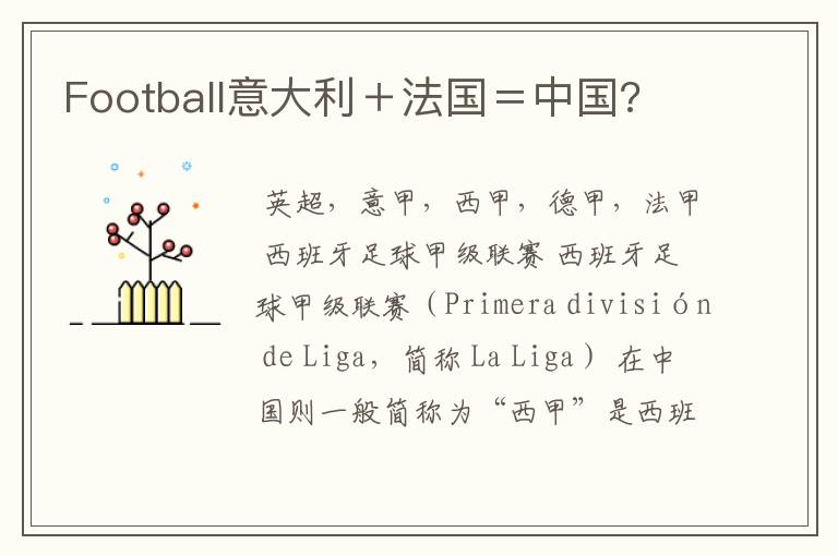 Football意大利+法国=中国?
