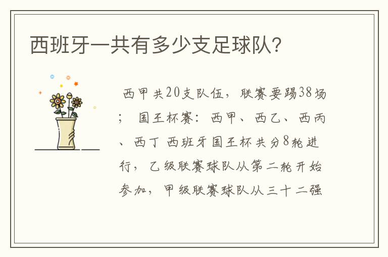 西班牙一共有多少支足球队?