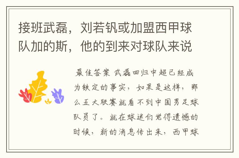 接班武磊,刘若钒或加盟西甲球队加的斯,他的到来对球队来说意味着什么?