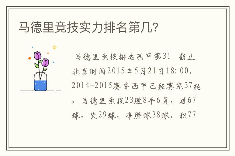 马德里竞技实力排名第几?