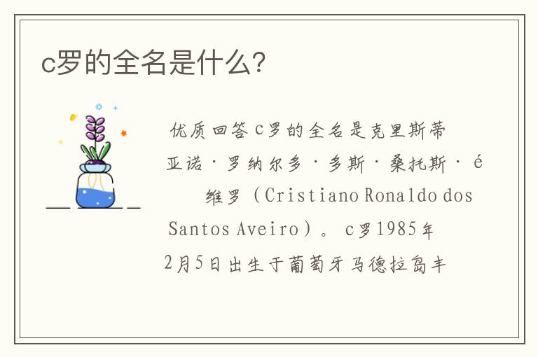 c罗的全名是什么?