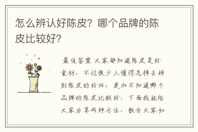 怎么辨认好陈皮?哪个品牌的陈皮比较好?