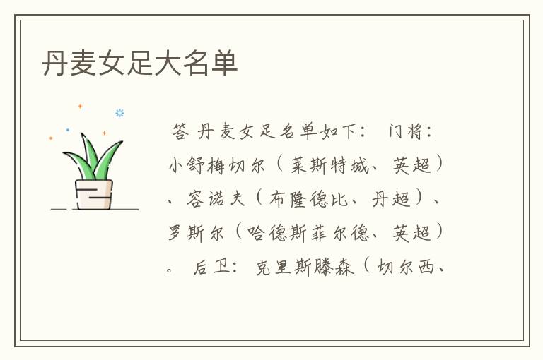丹麦女足大名单