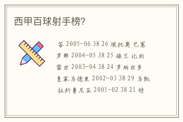 西甲百球射手榜?