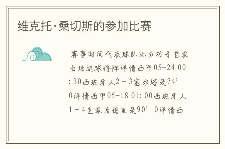 维克托·桑切斯的参加比赛