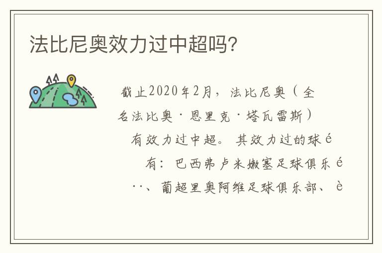 法比尼奥效力过中超吗?