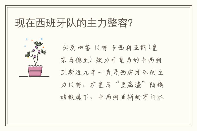 现在西班牙队的主力整容?