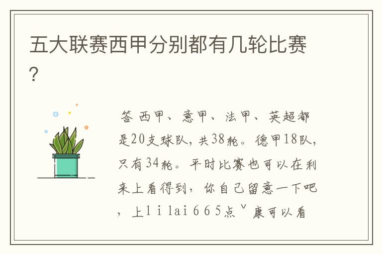 五大联赛西甲分别都有几轮比赛?