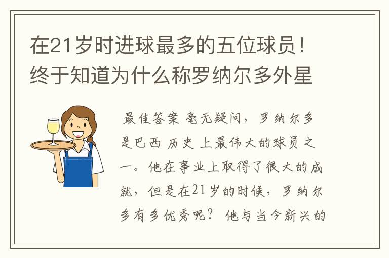 在21岁时进球最多的五位球员!终于知道为什么称罗纳尔多外星人了