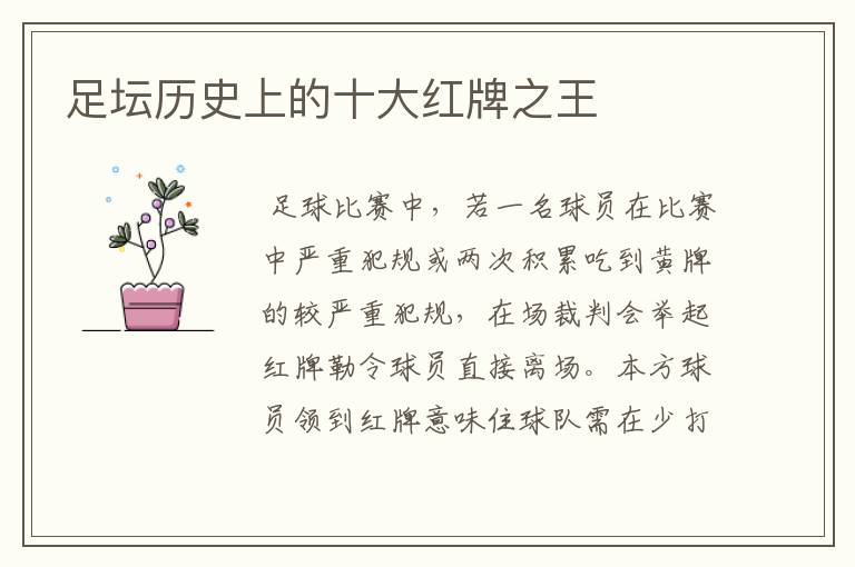 足坛历史上的十大红牌之王