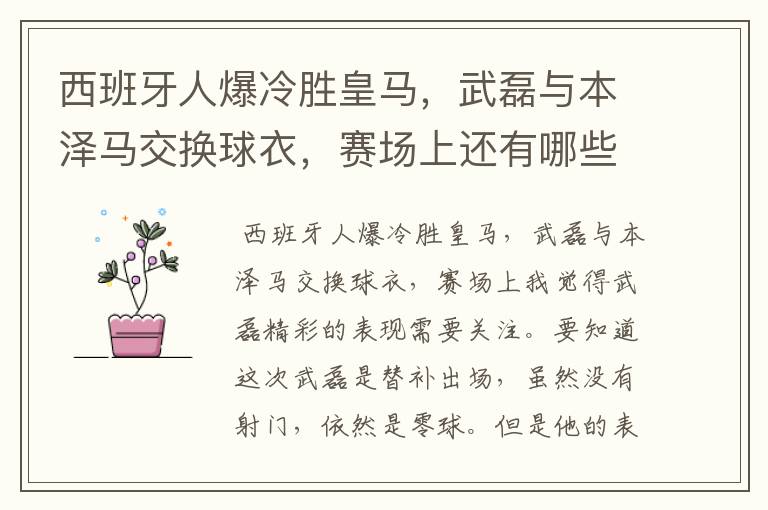 西班牙人爆冷胜皇马,武磊与本泽马交换球衣,赛场上还有哪些细节值得关注?