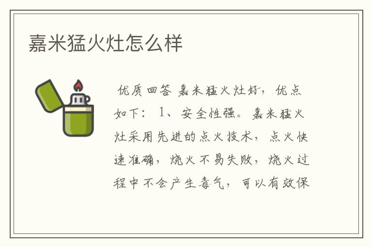 嘉米猛火灶怎么样