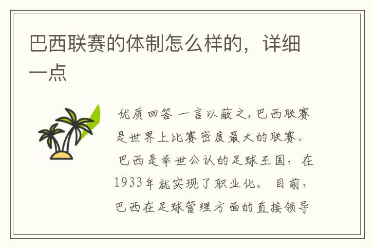巴西联赛的体制怎么样的,详细一点