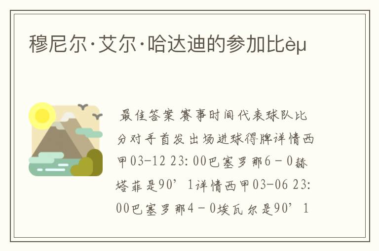 穆尼尔·艾尔·哈达迪的参加比赛