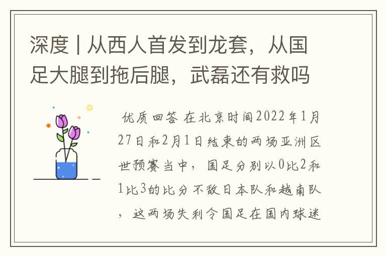 深度 | 从西人首发到龙套,从国足大腿到拖后腿,武磊还有救吗