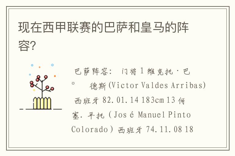 现在西甲联赛的巴萨和皇马的阵容?