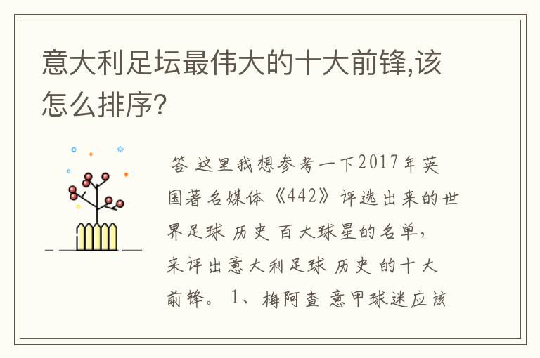 意大利足坛最伟大的十大前锋,该怎么排序?