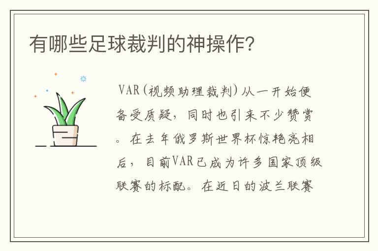 有哪些足球裁判的神操作?