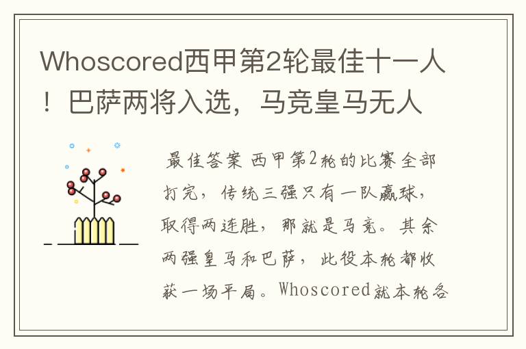 Whoscored西甲第2轮最佳十一人!巴萨两将入选,马竞皇马无人上榜