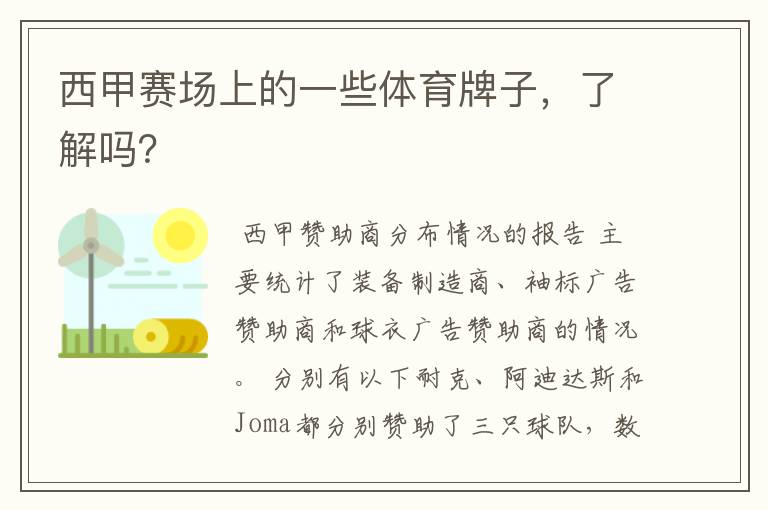 西甲赛场上的一些体育牌子,了解吗?