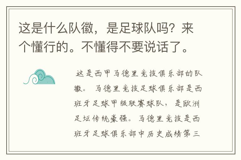 这是什么队徽,是足球队吗?来个懂行的。不懂得不要说话了。