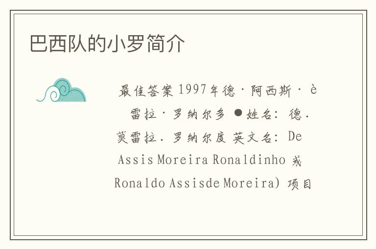巴西队的小罗简介