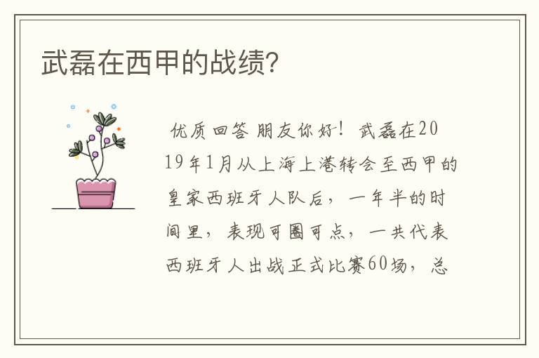 武磊在西甲的战绩?