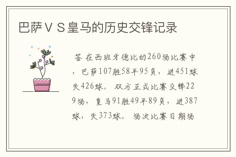 巴萨VS皇马的历史交锋记录