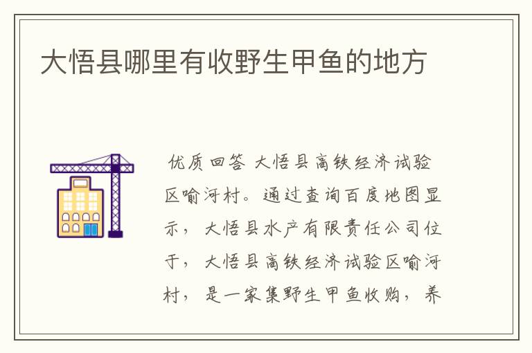 大悟县哪里有收野生甲鱼的地方