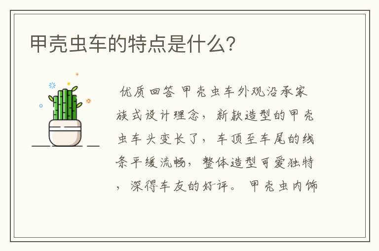 甲壳虫车的特点是什么?