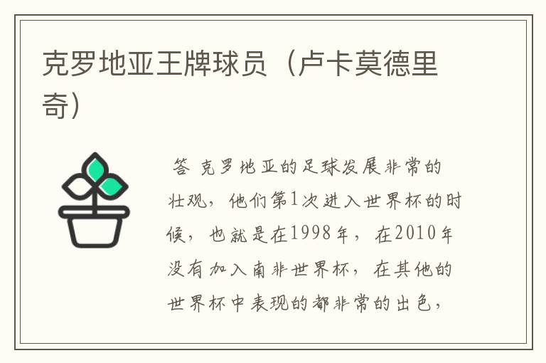 克罗地亚王牌球员(卢卡莫德里奇)