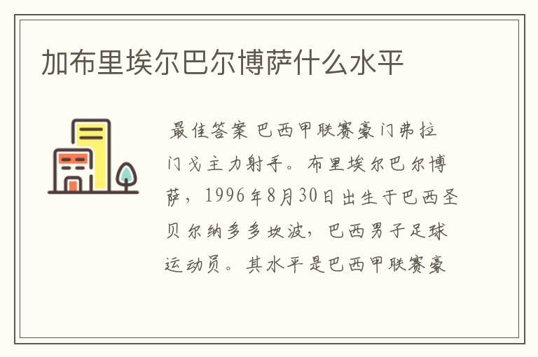 加布里埃尔巴尔博萨什么水平