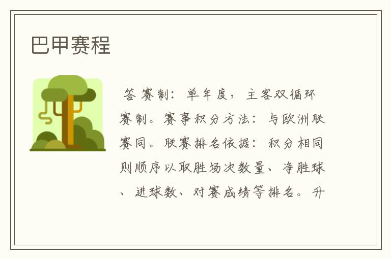 巴甲赛程