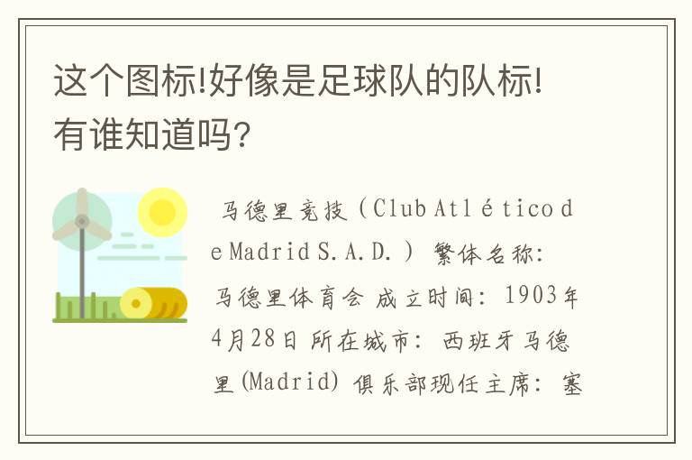 这个图标!好像是足球队的队标!有谁知道吗?