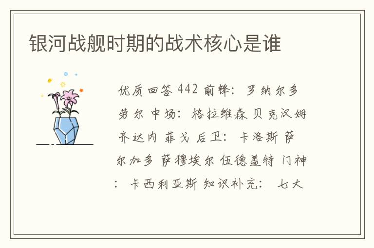 银河战舰时期的战术核心是谁