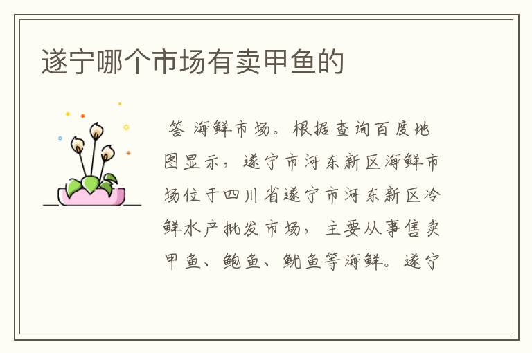 遂宁哪个市场有卖甲鱼的