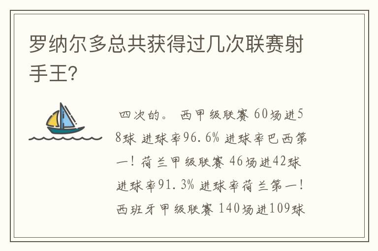 罗纳尔多总共获得过几次联赛射手王?