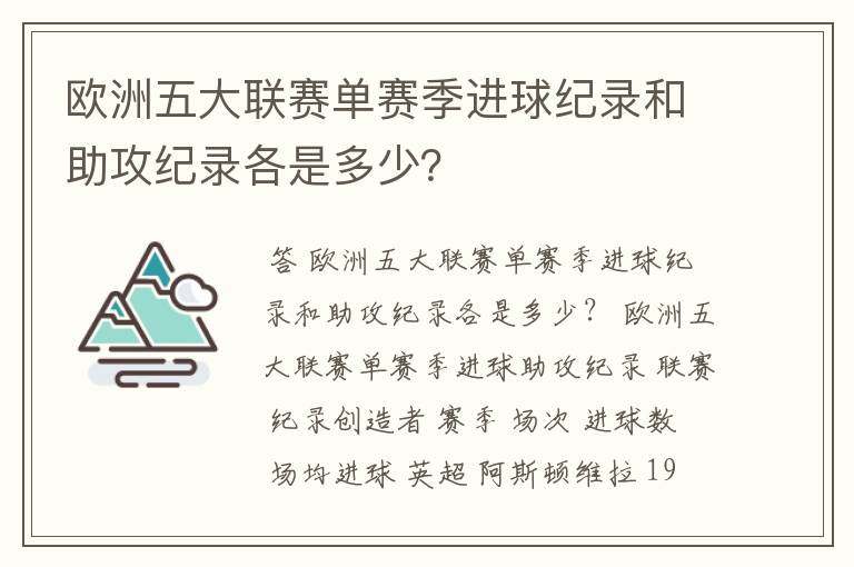 欧洲五大联赛单赛季进球纪录和助攻纪录各是多少?