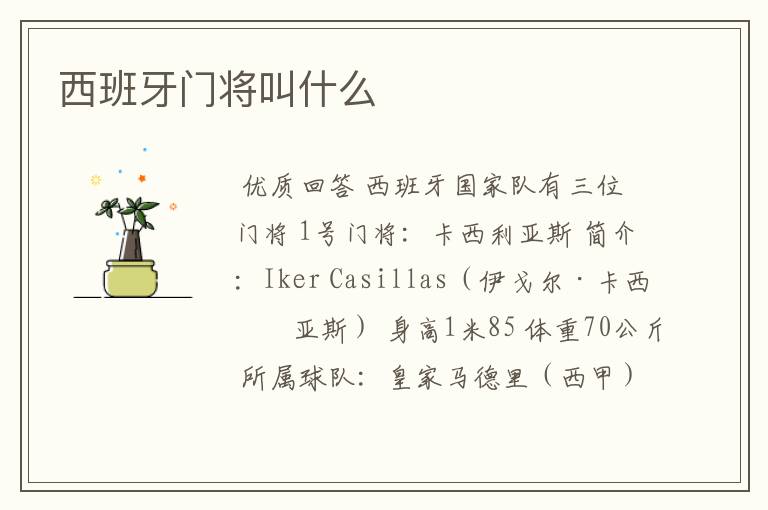 西班牙门将叫什么