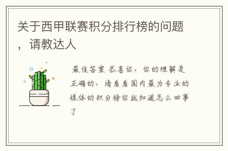 关于西甲联赛积分排行榜的问题,请教达人
