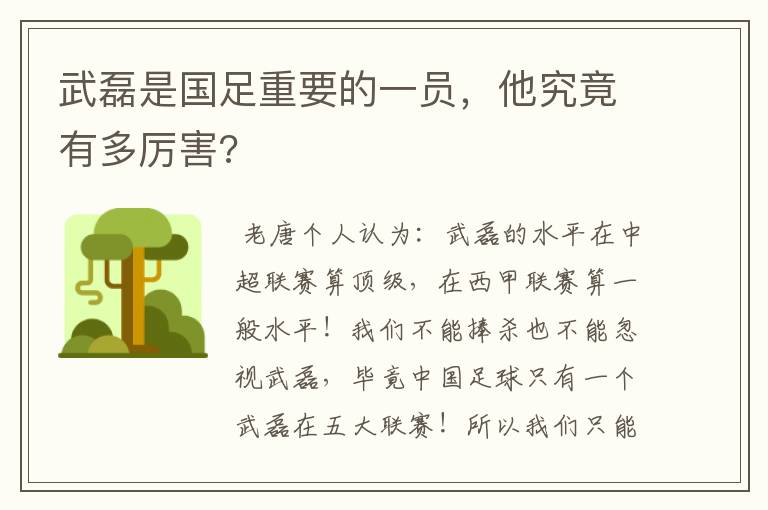 武磊是国足重要的一员,他究竟有多厉害?