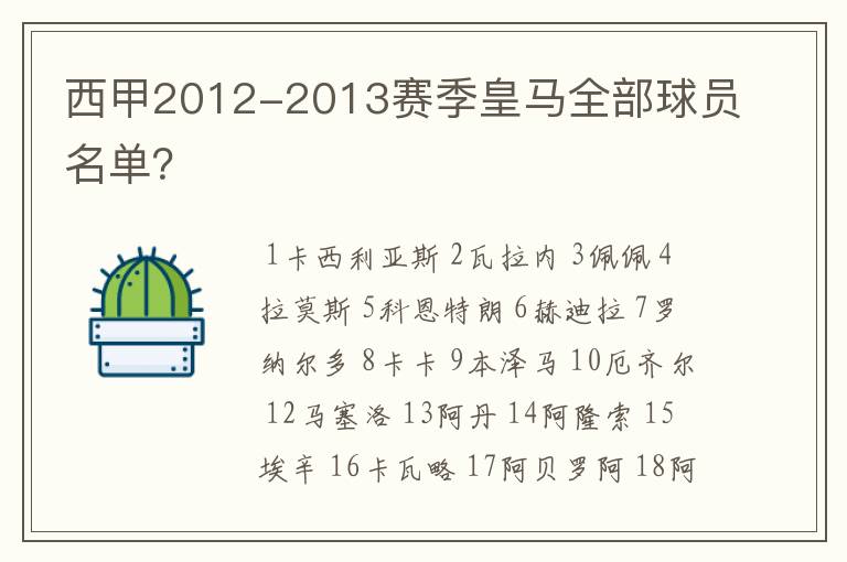 西甲2012-2013赛季皇马全部球员名单?