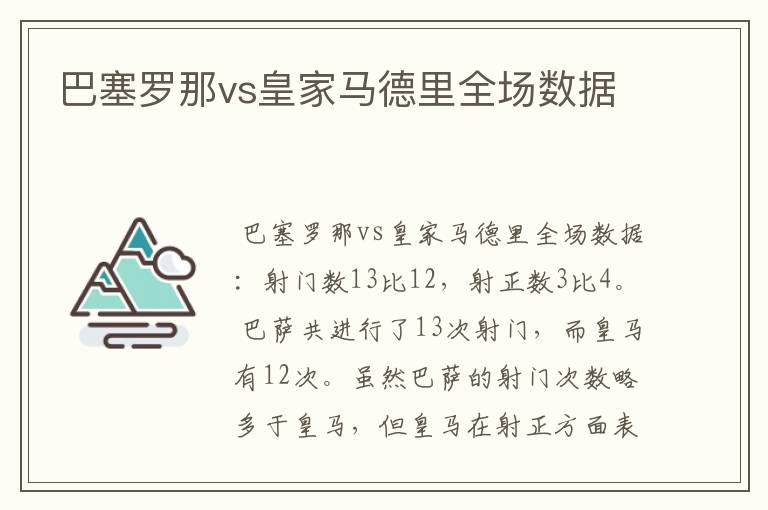 巴塞罗那vs皇家马德里全场数据