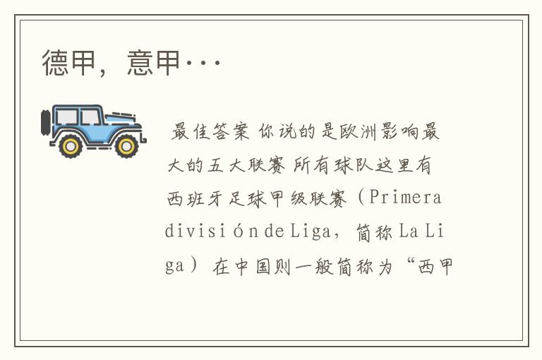 德甲,意甲···