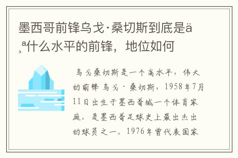 墨西哥前锋乌戈·桑切斯到底是个什么水平的前锋,地位如何