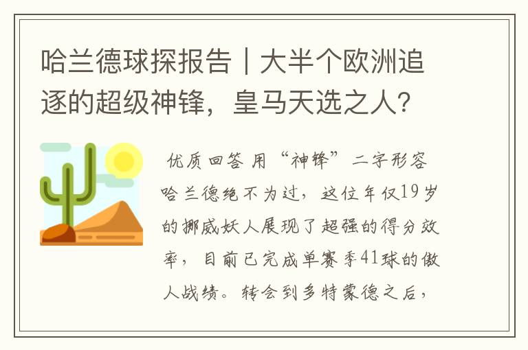 哈兰德球探报告|大半个欧洲追逐的超级神锋,皇马天选之人?