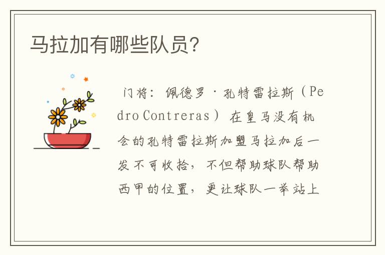 马拉加有哪些队员?